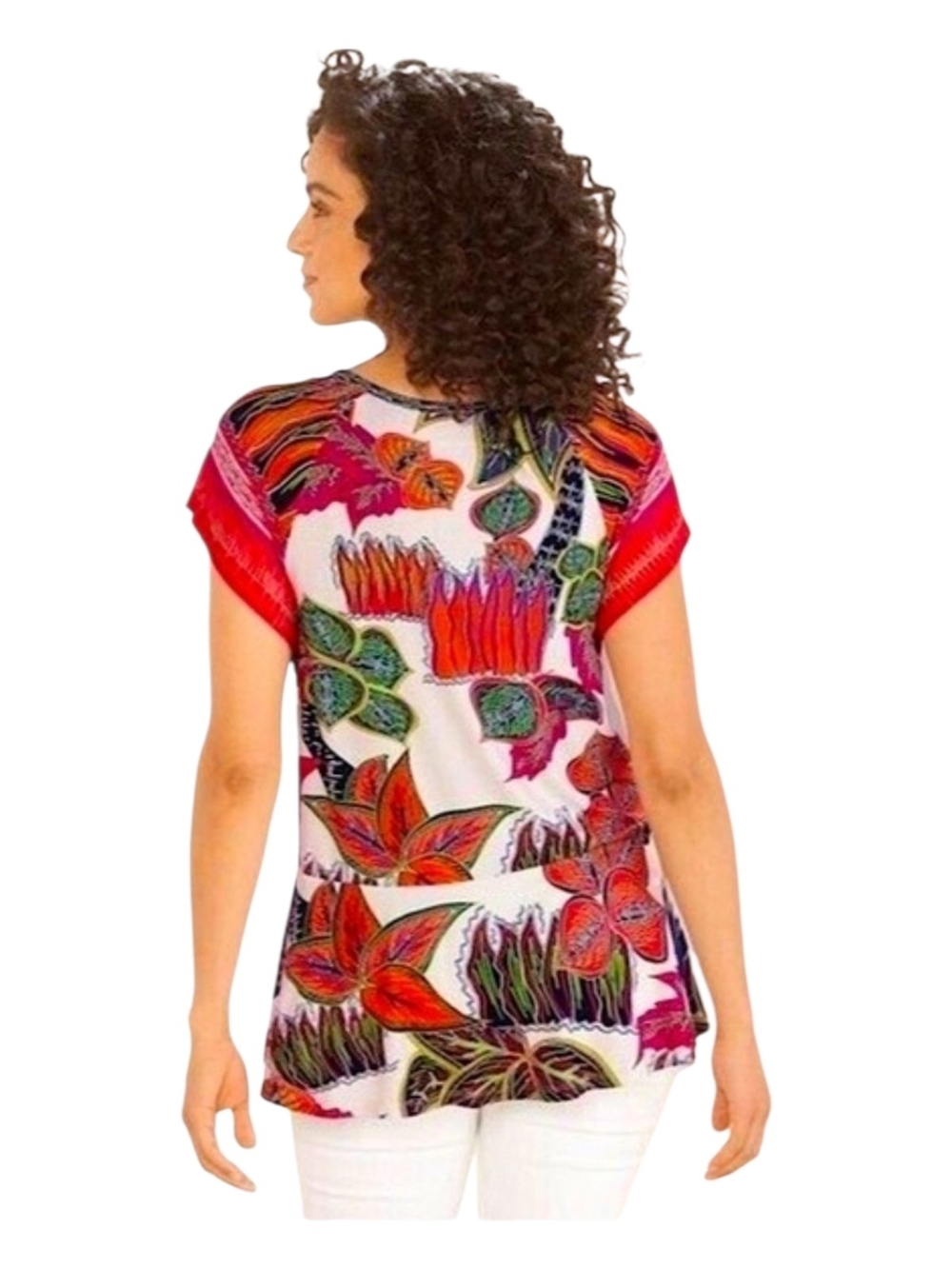 Soft Surroundings Tigerwood Placed Print Tunic Top in Ecru Multi - Picture 3 of 9
